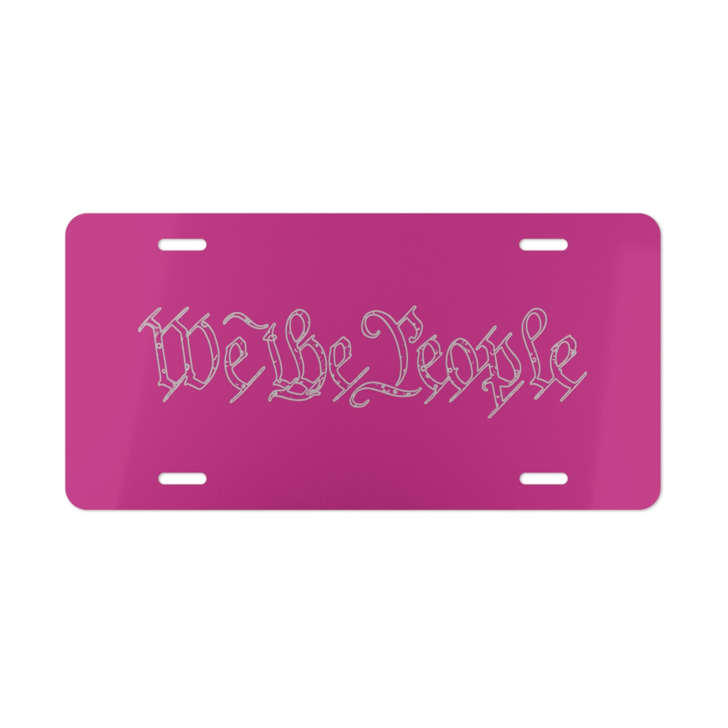 We the People Tattered by Revival Aluminum Vanity Plate Pink