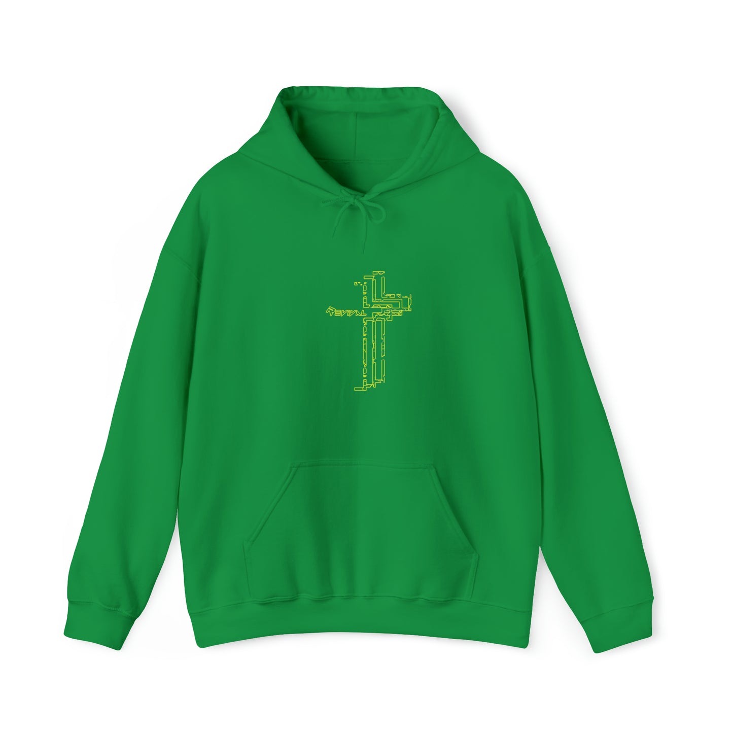 Calvary Intersection Neon Green Camo by Revival Unisex Heavy Hooded Sweatshirt, Hoodie for Men and Women, Gift for Men, Gift for Women