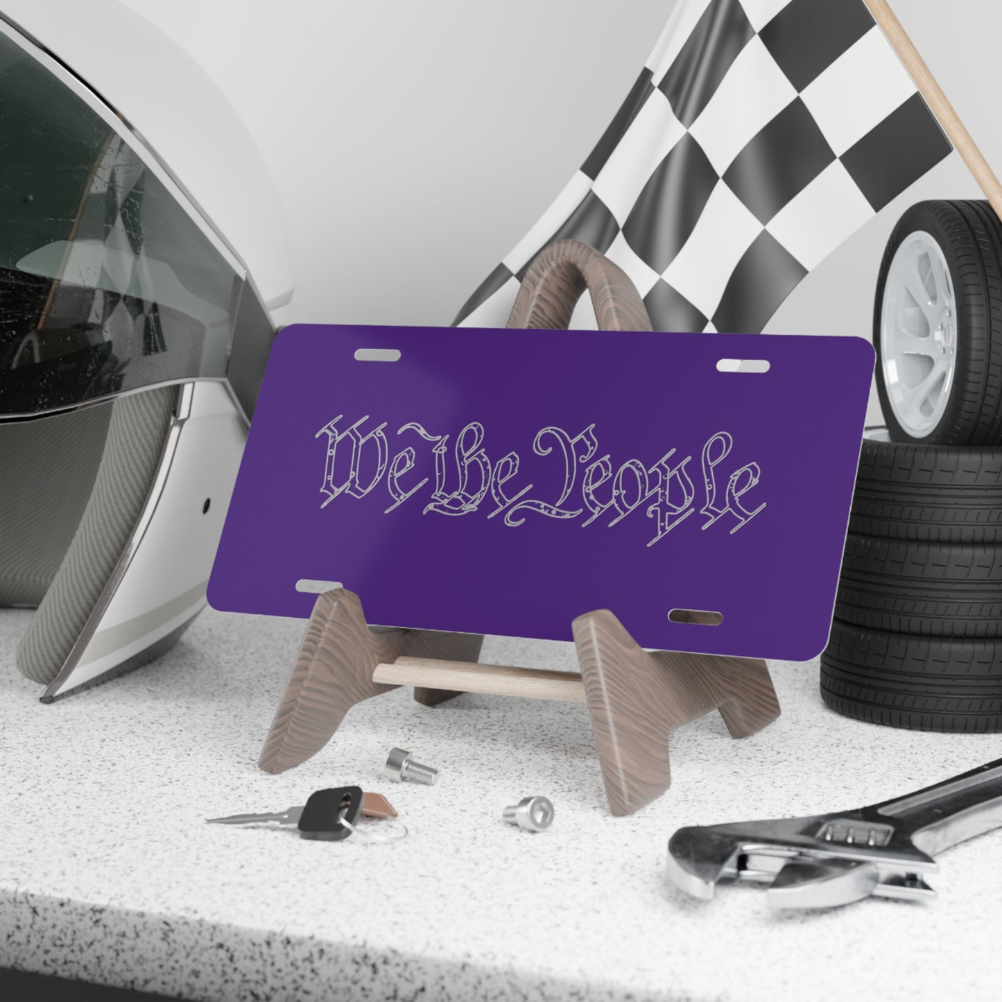 We the People Tattered by Revival Aluminum Vanity Plate Purple