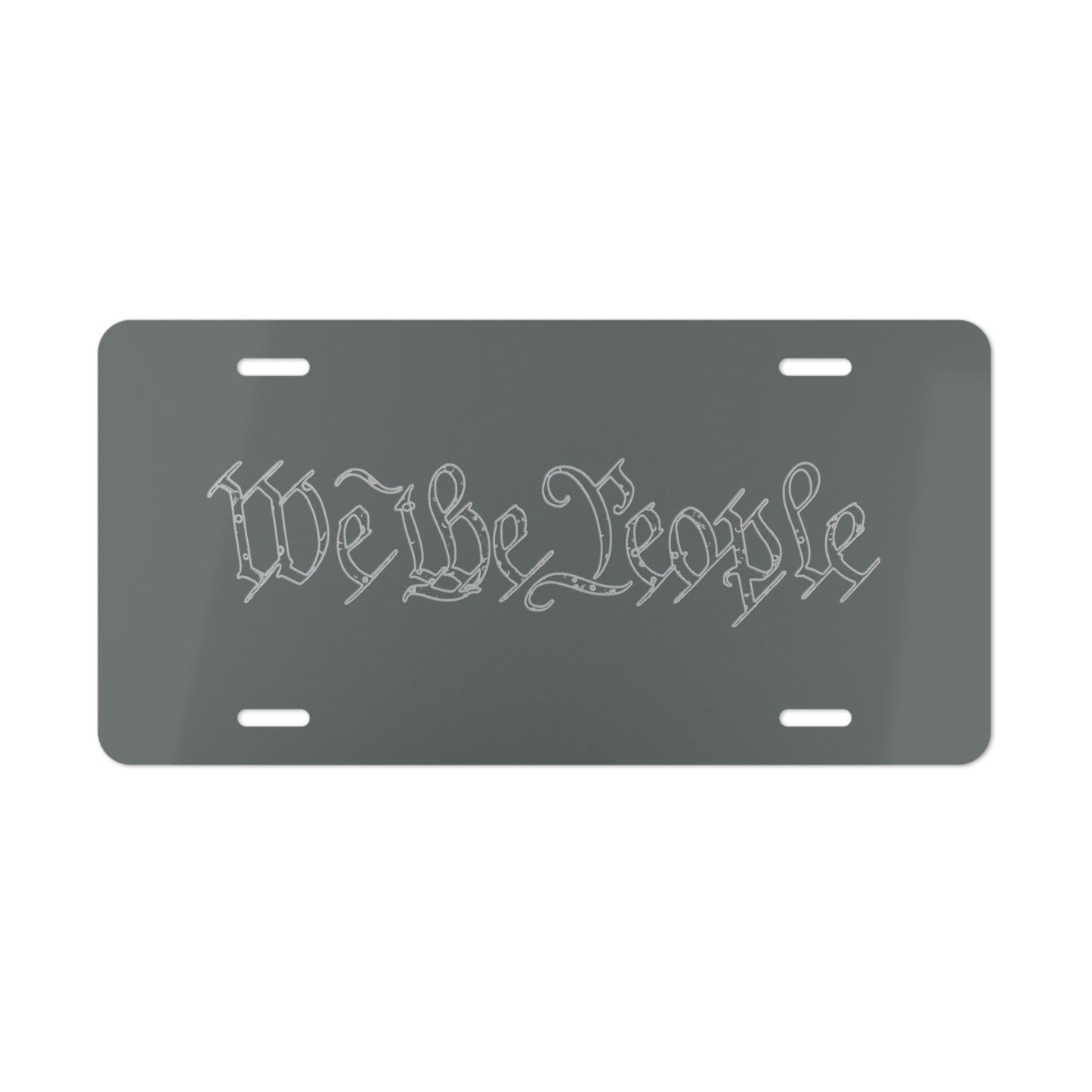 We the People Tattered by Revival Aluminum Vanity Plate Grey