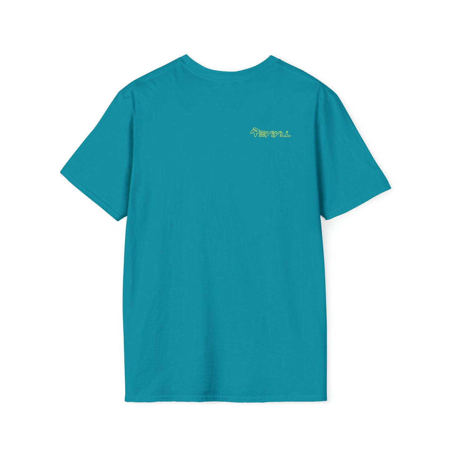 Calvary Intersection Neon Camo Green by Revival Softstyle T-Shirt, Short Sleeved Tee for Men and Women, Gift for Men, Gift for Women