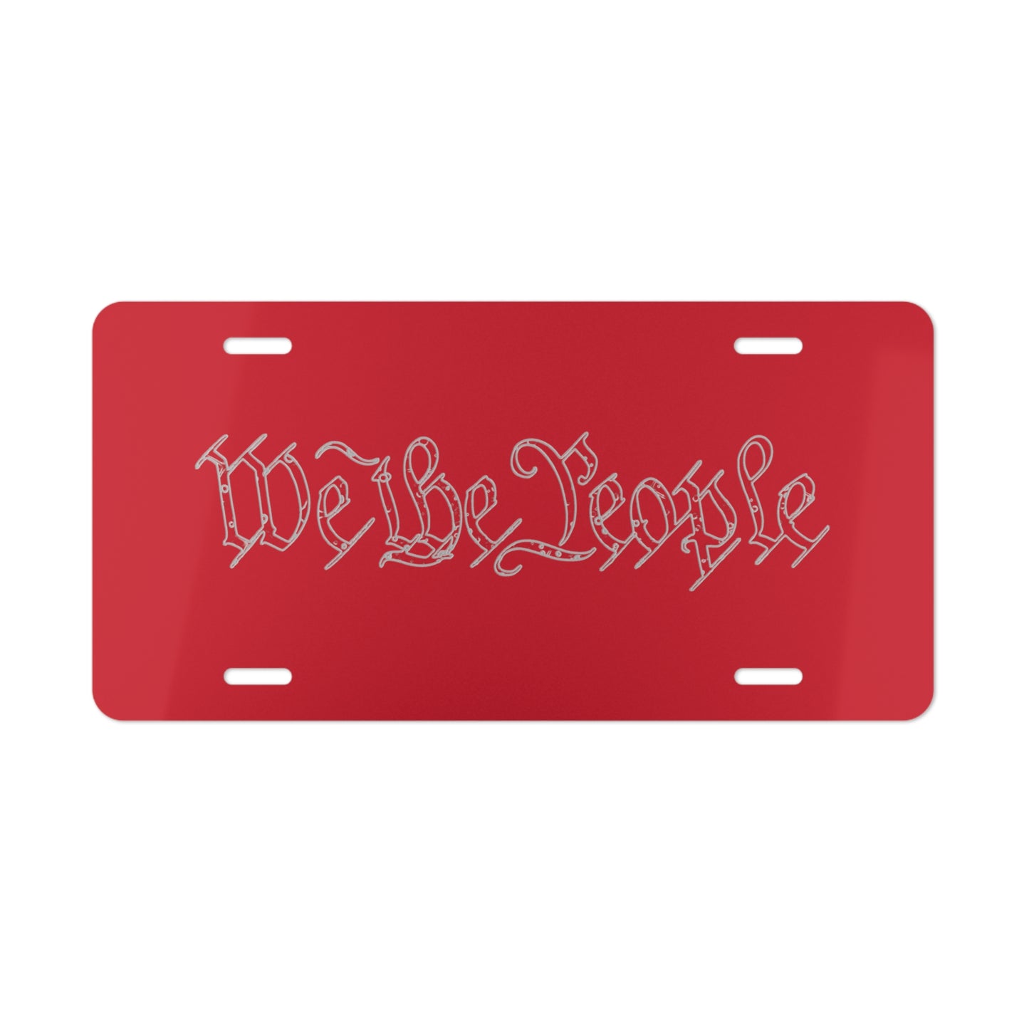 We the People Tattered by Revival Aluminum Vanity Plate Red