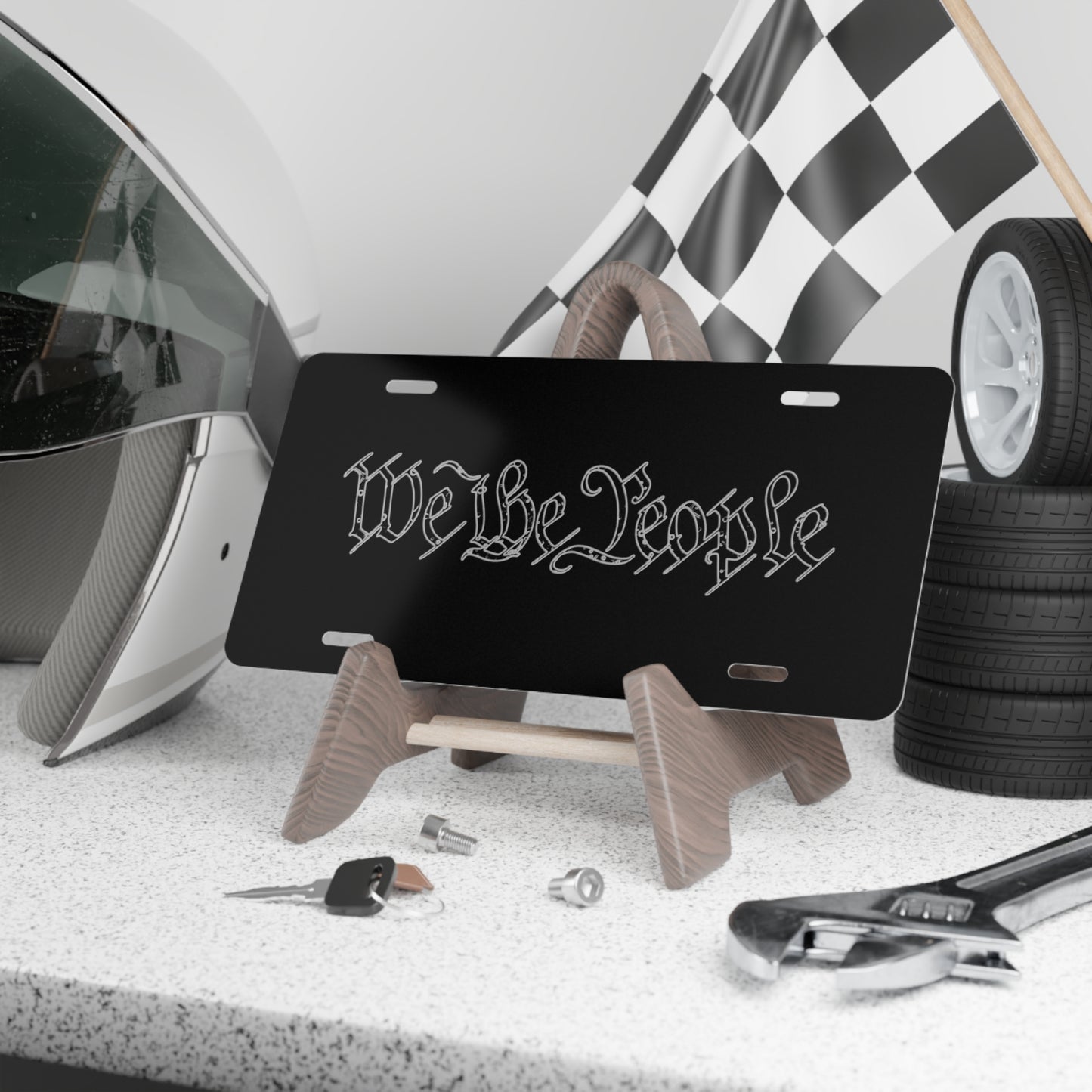 We the People Tattered by Revival Aluminum Vanity Plate