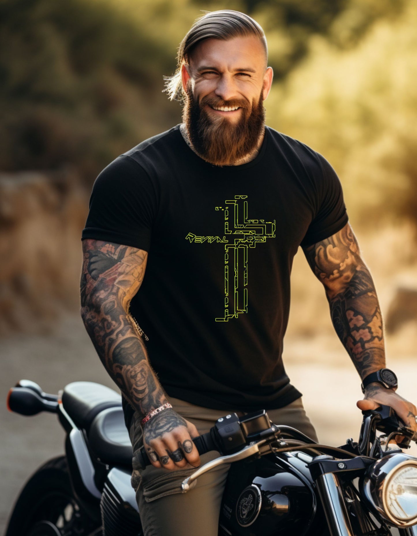 Calvary Intersection Neon Camo Green by Revival Softstyle T-Shirt, Short Sleeved Tee for Men and Women, Gift for Men, Gift for Women
