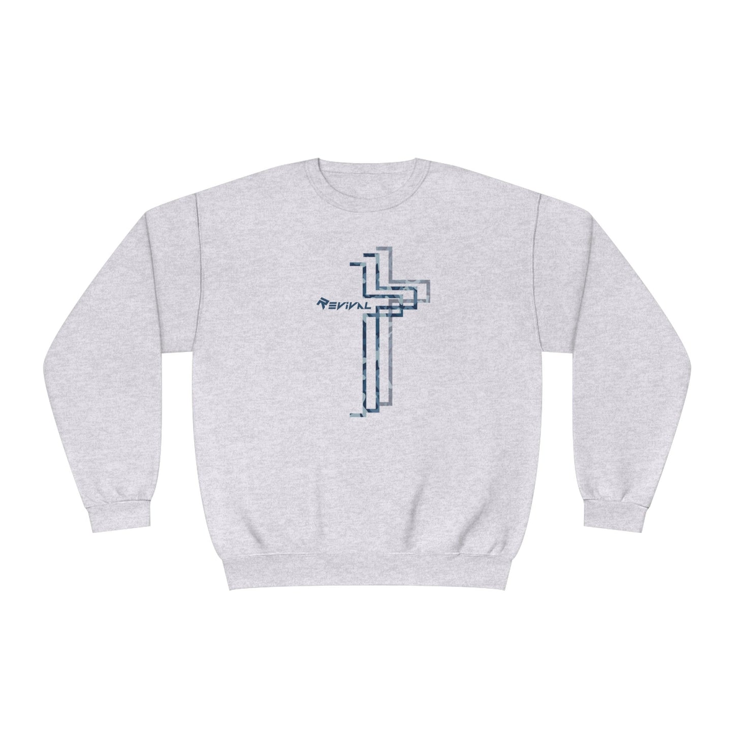 Carbon Blue Camouflage by Revival Sweatshirt, Crewneck Sweatshirt, Warm Long Sleeve Pullover