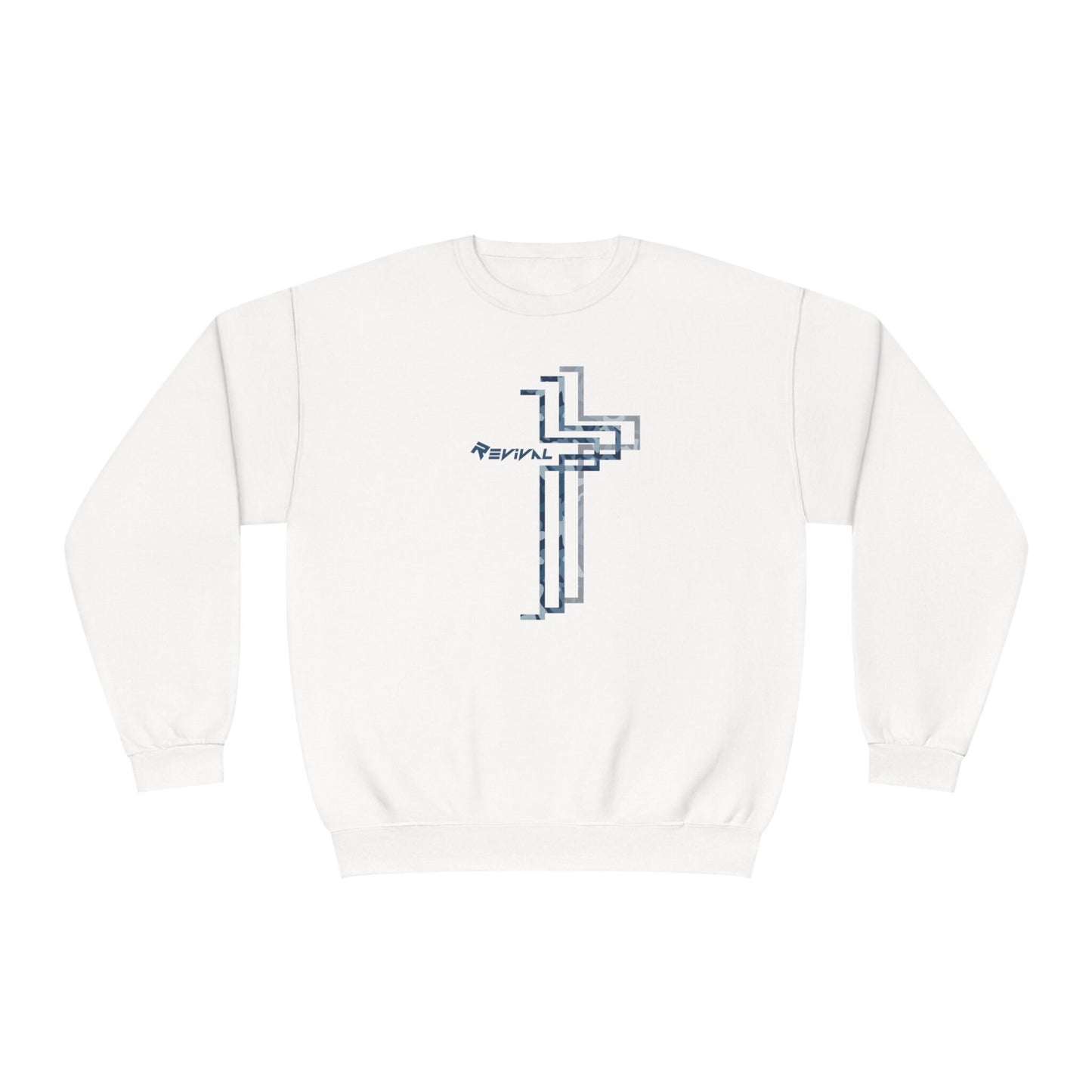 Carbon Blue Camouflage by Revival Sweatshirt, Crewneck Sweatshirt, Warm Long Sleeve Pullover