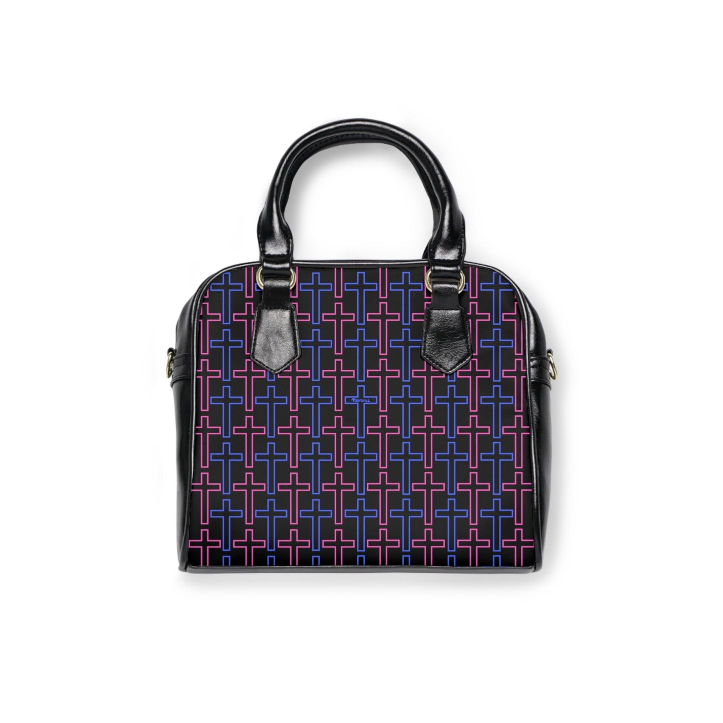 Blue and Pink Cross Hatch Shoulder bag, Handbag, Purse, Cute bag, Gift for Women, evening bag, PU leather, Women's Accessories