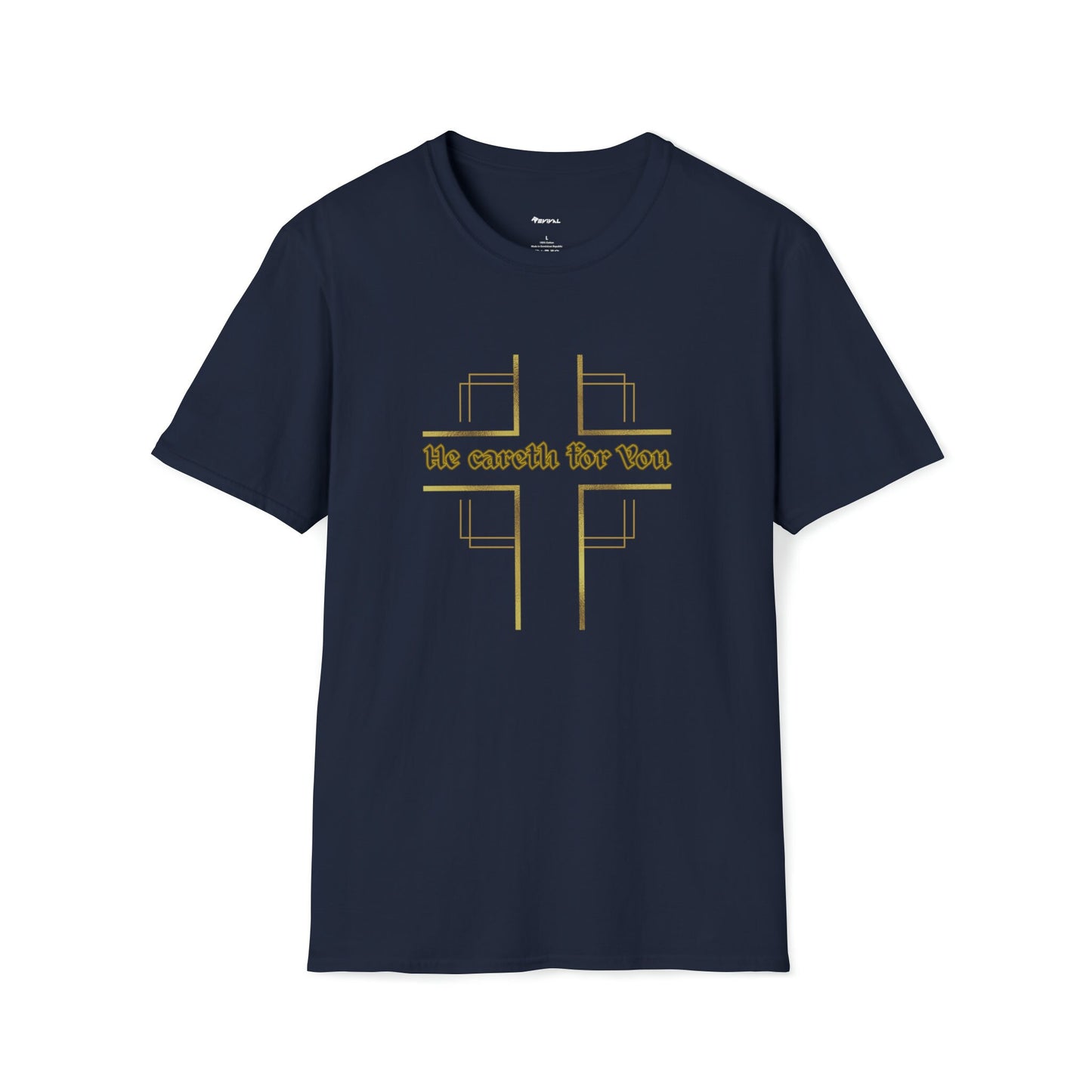 He Careth for You by Revival Softstyle T-Shirt, Inspirational Christian Shirt, Christian Gifts for Men and Women