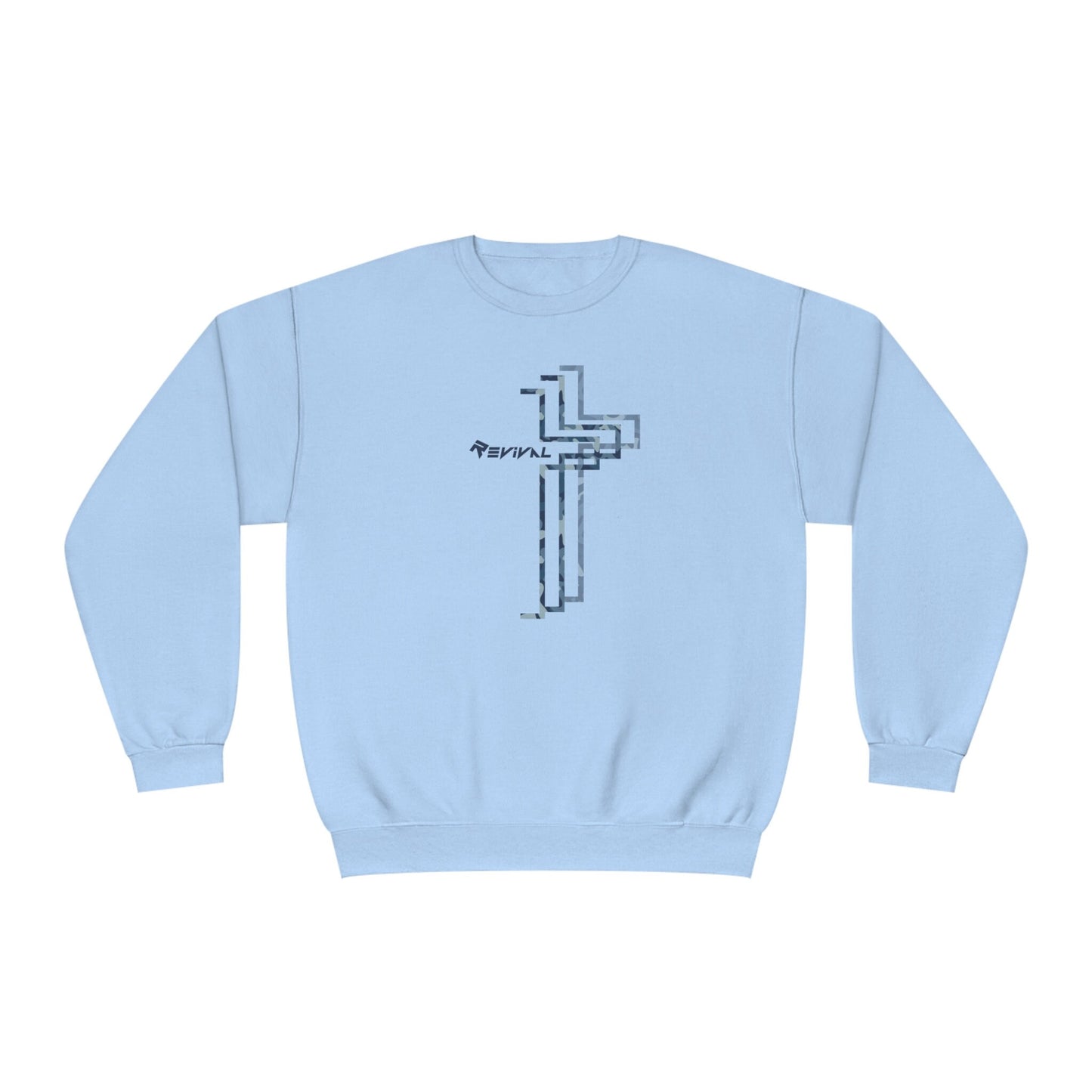 Carbon Blue Camouflage by Revival Sweatshirt, Crewneck Sweatshirt, Warm Long Sleeve Pullover