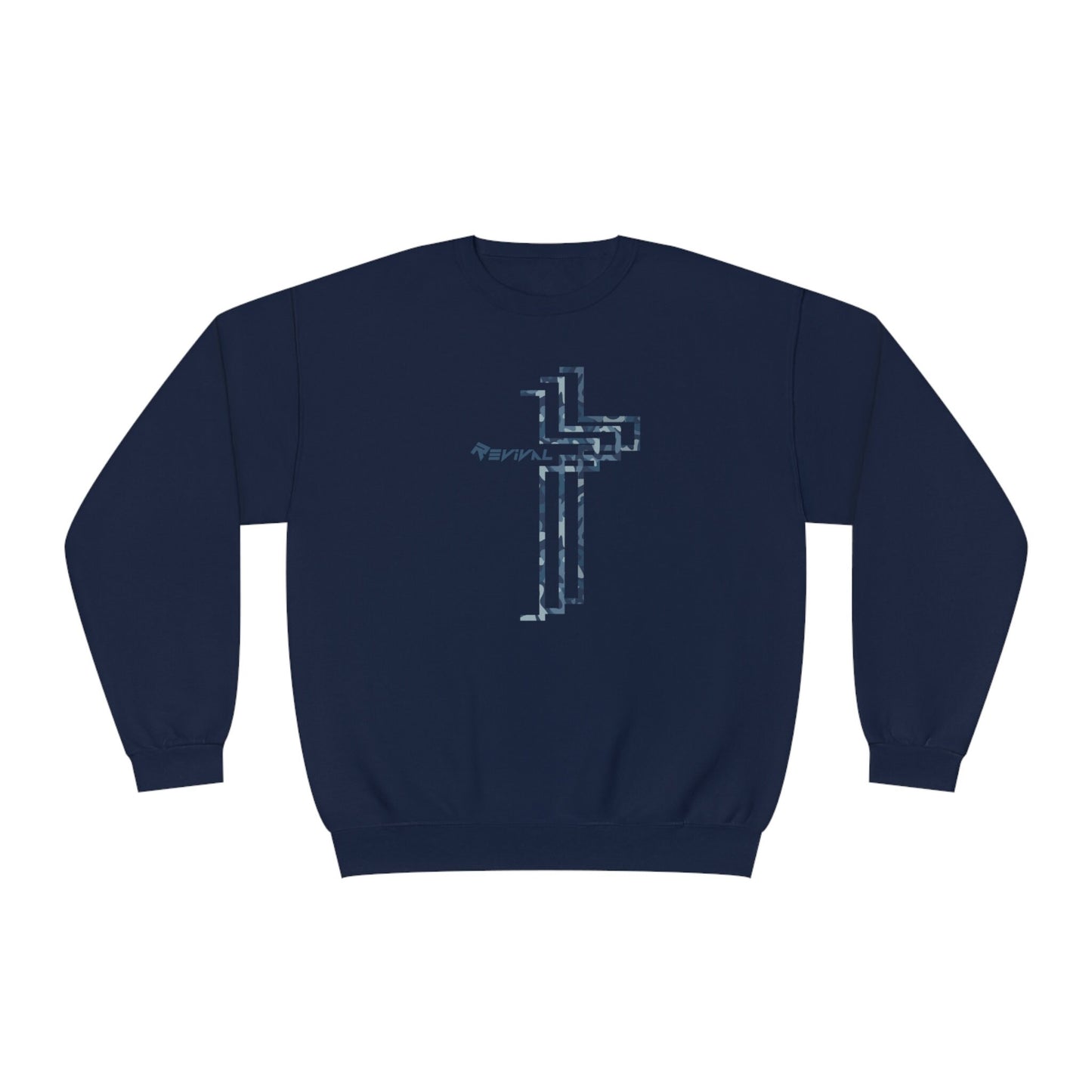Carbon Blue Camouflage by Revival Sweatshirt, Crewneck Sweatshirt, Warm Long Sleeve Pullover