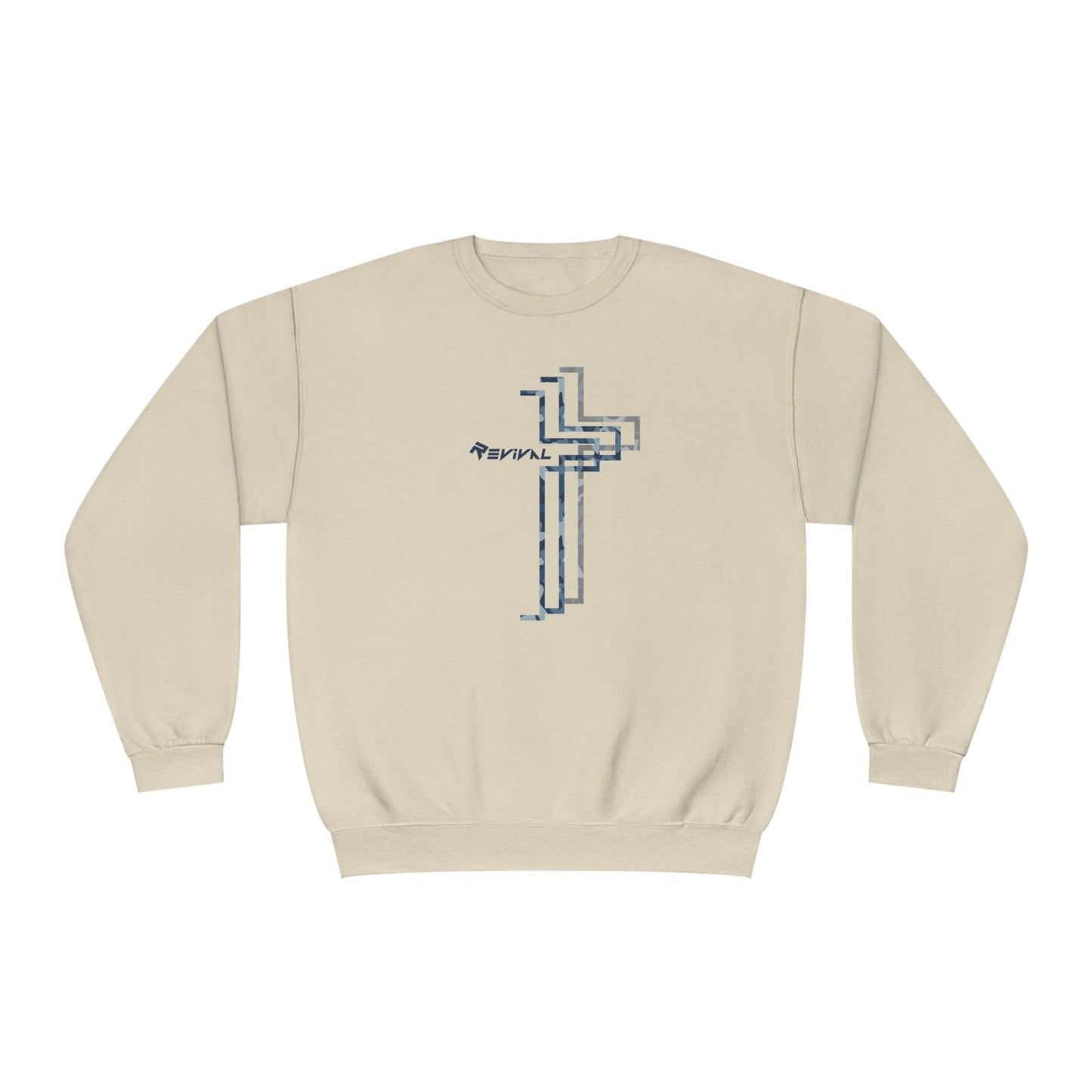 Carbon Blue Camouflage by Revival Sweatshirt, Crewneck Sweatshirt, Warm Long Sleeve Pullover