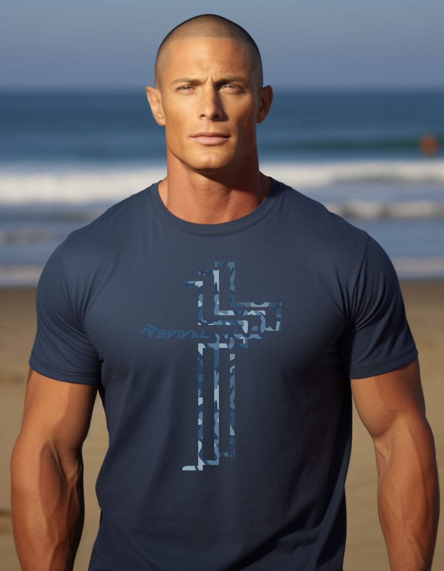 Carbon Camo Calvary Intersection by Revival Cotton T-Shirt, Women's and Men's Tee, Camouflage T-Shirt