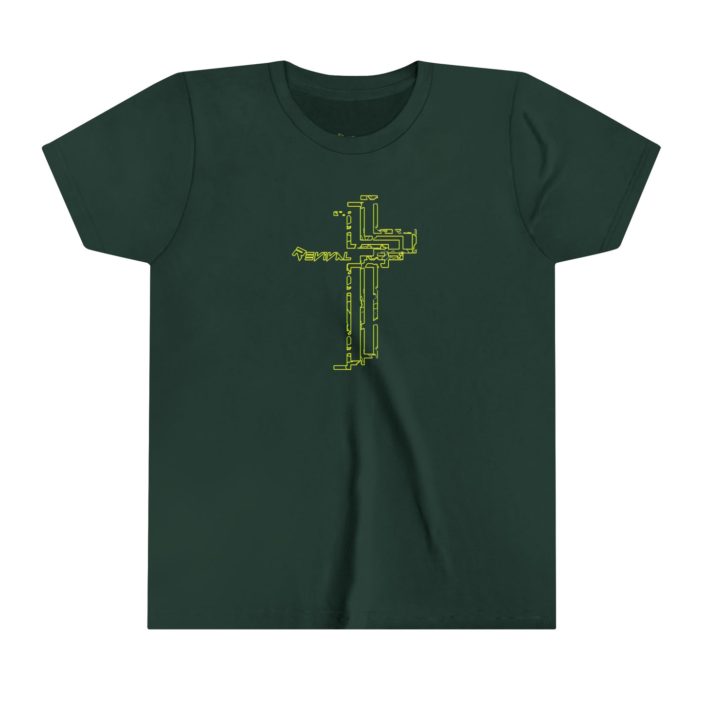 Calvary Intersection Neon Green Camo Youth Short Sleeve Premium Tee, Kid's T-Shirt, Gift for Boys, Gift for Girls