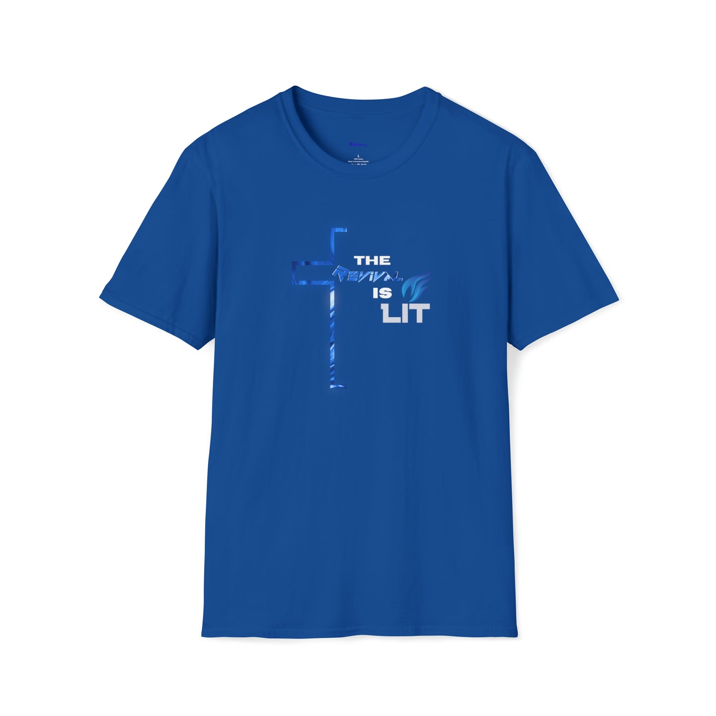 The Revival is Lit Blue Flame by Revival Softstyle T-Shirt, Short Sleeved Men's T-Shirt, Gift for Men