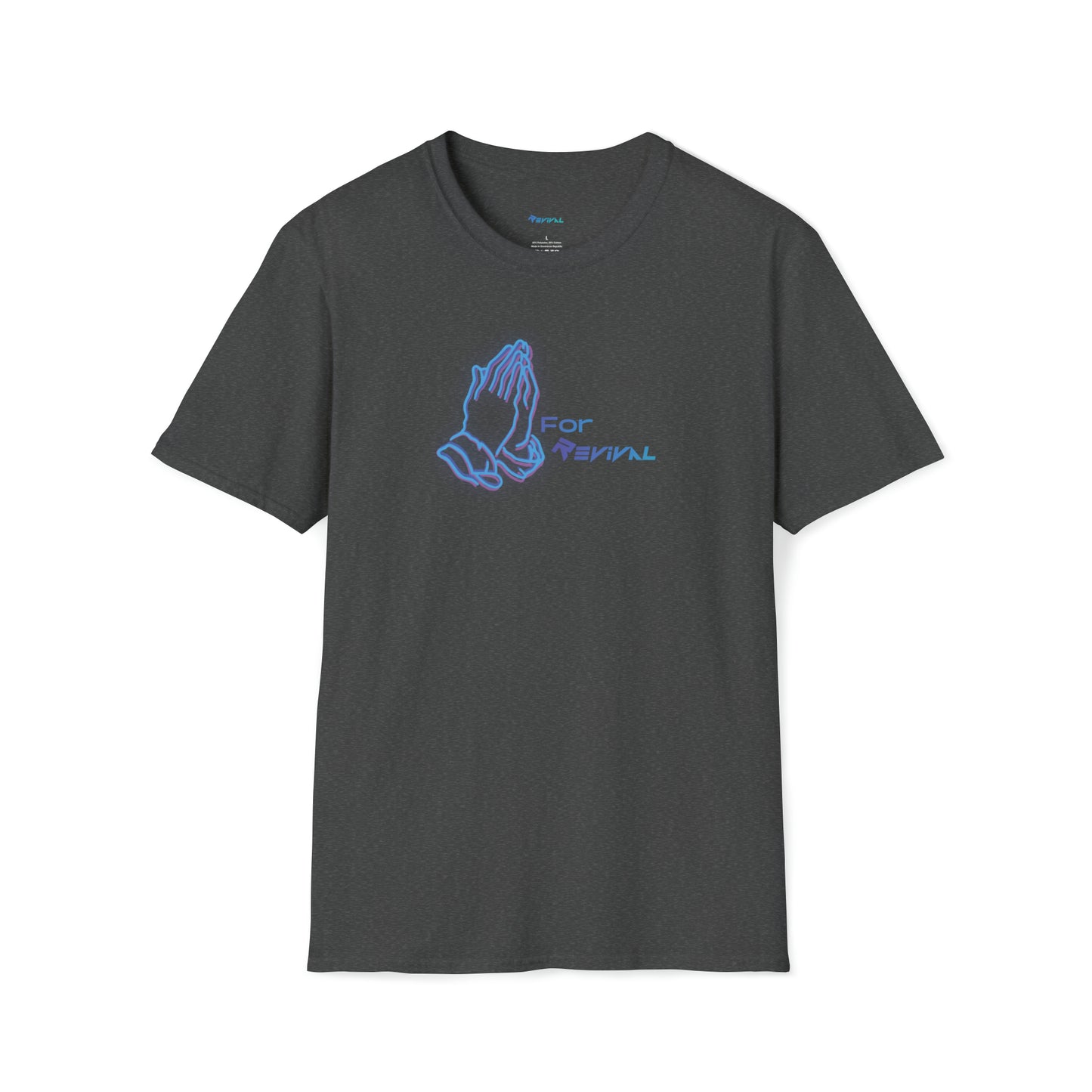 Pray for Revival NEON Blue by Revival Softstyle T-Shirt, Short Sleeved Tee for Men and Women, Gift for Men, Gift for Women