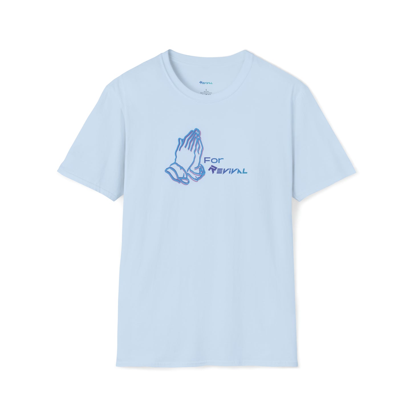 Pray for Revival NEON Blue by Revival Softstyle T-Shirt, Short Sleeved Tee for Men and Women, Gift for Men, Gift for Women