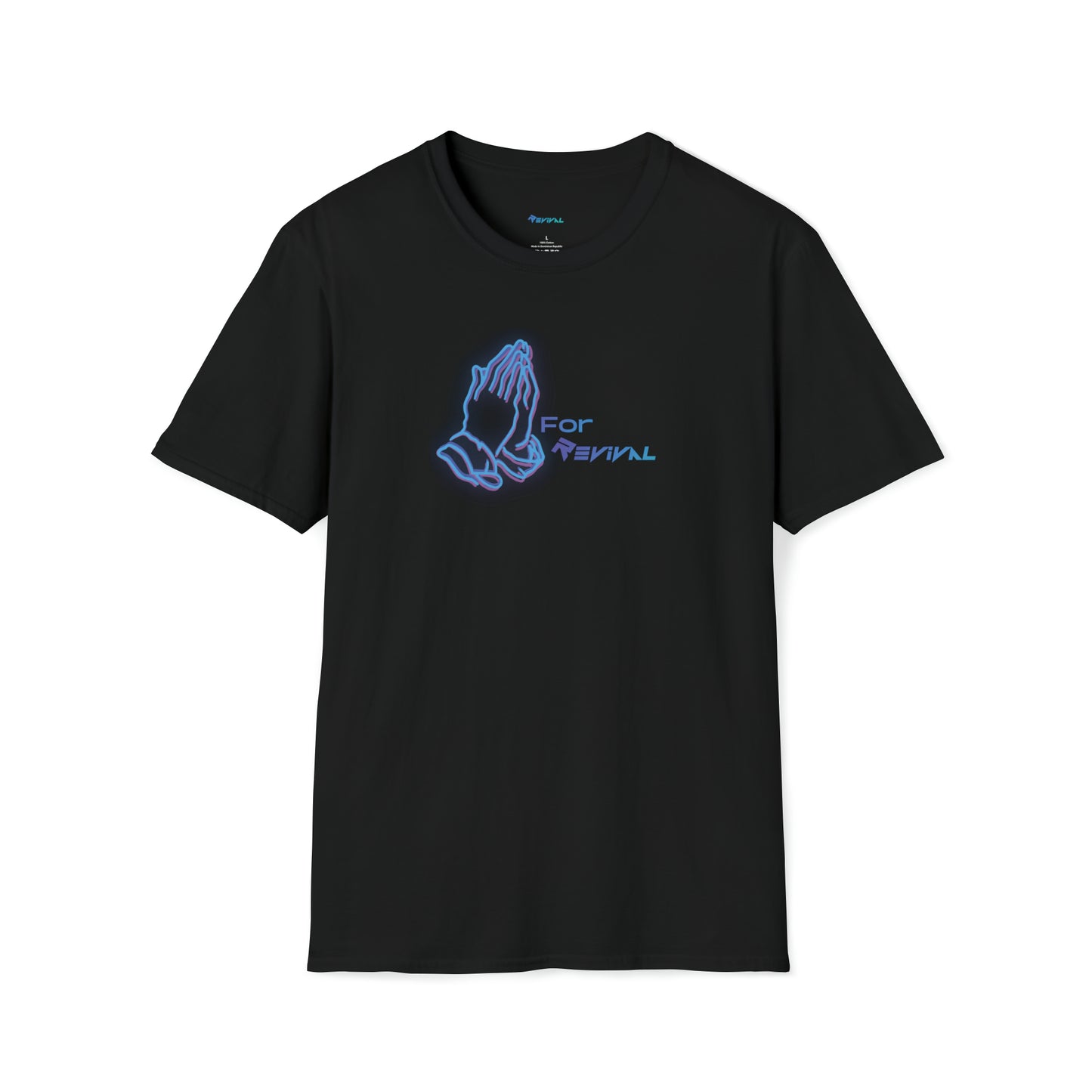 Pray for Revival NEON Blue by Revival Softstyle T-Shirt, Short Sleeved Tee for Men and Women, Gift for Men, Gift for Women