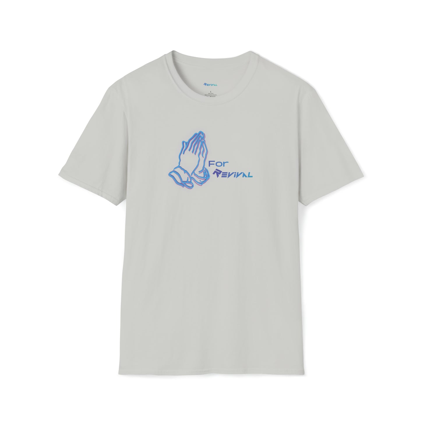 Pray for Revival NEON Blue by Revival Softstyle T-Shirt, Short Sleeved Tee for Men and Women, Gift for Men, Gift for Women