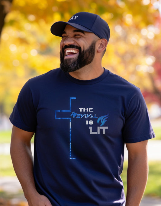 The Revival is Lit Blue Flame by Revival Softstyle T-Shirt, Short Sleeved Men's T-Shirt, Gift for Men