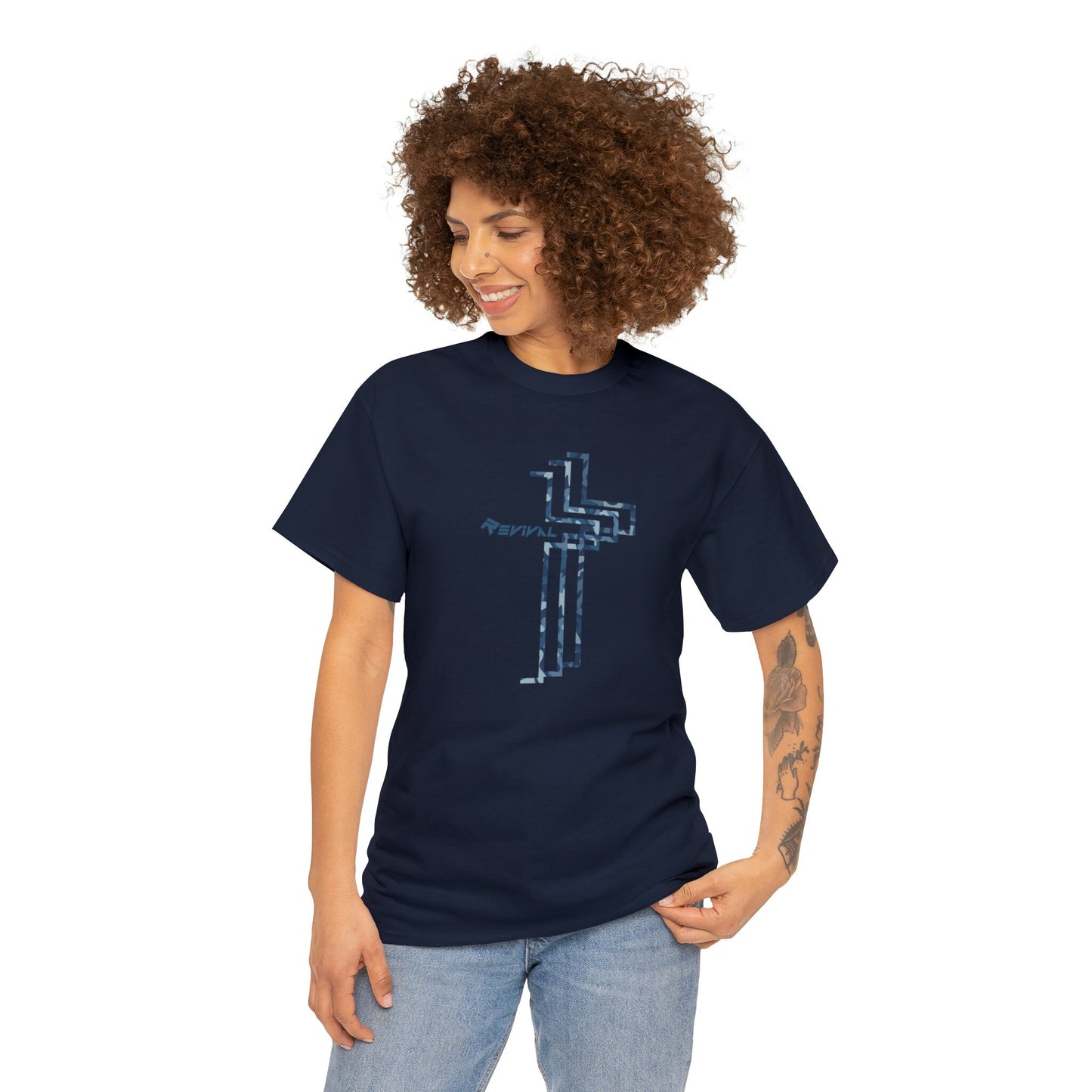 Carbon Camo Calvary Intersection by Revival Cotton T-Shirt, Women's and Men's Tee, Camouflage T-Shirt